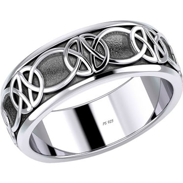 Men's Celtic Weave Spinner Wedding Ring New .925 Sterling Silver Band Sizes 6-13